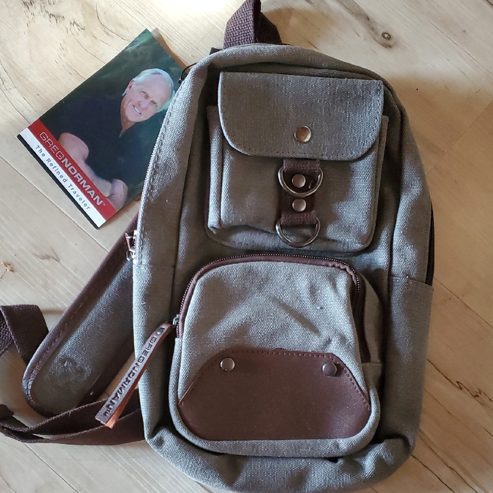 Greg Norman Collection Gray and Brown Men's Backpack